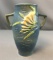 Vintage Roseville Blue Freesia Dual Handled Vase No. 117