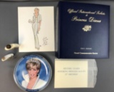 Princess Diana Postal Commemorative Stamps, plate, sherry bottles