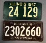 Group of 2 Vintage Illinois License Plates