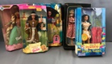 Group of 5 Barbie, Disney dolls