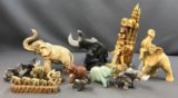 Group of 15 elephant figurines