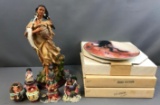 Group of Native American figurines and collector plates