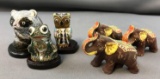 Group of 6 Animal figurines, cloisonne, Hand Painted