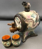 Vintage Dragonware Saki barrel/keg set