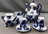 Miniature tea set blue and white