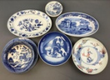 Group of 9 vintage blue and white plates and platters includes Spode