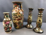 Group of 4 Asian vases and candle holders