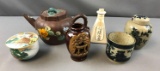 Group of Asian teapot, vases, and more