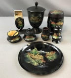 Group of hand painted Asian matching items