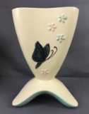 Vintage Hull Yellow Butterfly Footed Pottery Vase