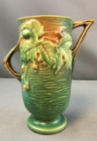 Vintage Roseville Green Bushberry Twig Handled Vase No. 29