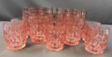 Group of Vintage Pink Depression Glass tumblers Windsor Diamond