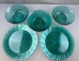 Group of Vintage Ultramarine Swirl Depression Glass