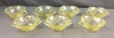 Group of 7 Depression Glass Yellow Florentine Poppy Cream Soup Bowls