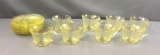 Group of 8 Depression Glass Yellow Florentine Poppy Cups and Saucers