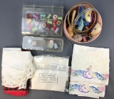 Group of sewing supplies, thread keeper boxes