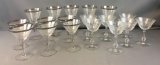 Group of 18 Etched Clear glass Stemware