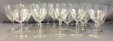 Group of 18 Etched Clear Glass Stemware