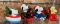 Group of six vintage Peanuts vehicle Christmas ornaments