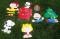 Group of Snoopy Christmas-themed lawn decor