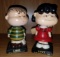 Lot of 2 Vintage Peanuts Lucy and Linus Bobbleheads