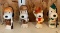Group of four vintage Peanuts Snoopy Christmas ornaments