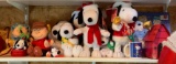 Shelf lot of miscellaneous peanuts Christmas plush toys