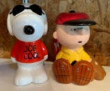 Group of two peanuts porcelain coin Banks