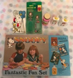 Group of Peanuts Fun Set, glue, light plate cover and more