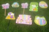 Lot of 8 Snoopy Easter themed lawn ornaments