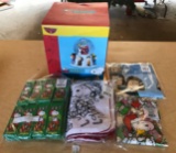 Group of Peanuts Christmas snow globe and more