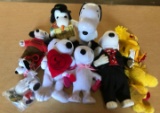 Group of Peanuts Snoopy and Woodstock plush and more