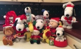 Group of 12 Peanuts Plush Christmas sound and motion toys