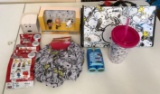 Group of Peanuts/Snoopy scarf, cup, figurines, tote bag and more