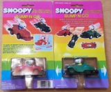 Lot of 2 Snoopy Bump n Go Pull Back Wind Up Action Vehicles