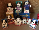 Group of 9 Snoopy Plush Stuffed Toys in Original Boxes