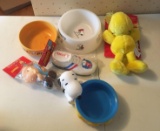 Group of 6 Peanuts Dog Dishes and toys