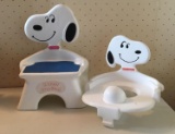 Group of 2 Snoopy step stool and potty seat