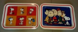 Lot of 2 Vintage Peanuts Snoopy Collectible TV Trays