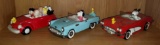 Lot of 3 Peanuts Snoopy Collectible Musical Cars