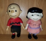 Lot of 2 Vintage Charlie Brown & Lucy Pocket Dolls
