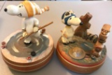 Group of 2 Vintage ANRI Snoopy Peanuts Music boxes