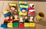 Group of Peanuts plush figures and more