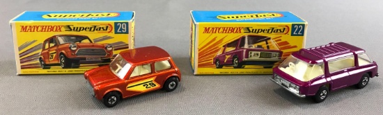 Group of 2 Matchbox Superfast die cast vehicles No. 22 and 29 with Original Boxes