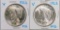 Lot of (2) 1923 P Peace Silver Dollars.