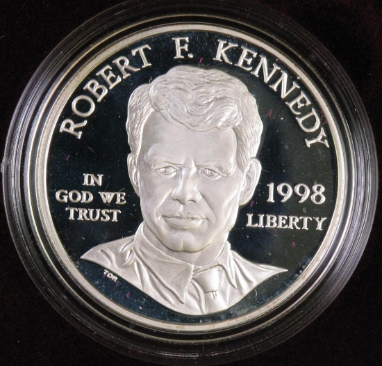 1998 Robert F. Kennedy Proof Silver Dollar Commemorative.