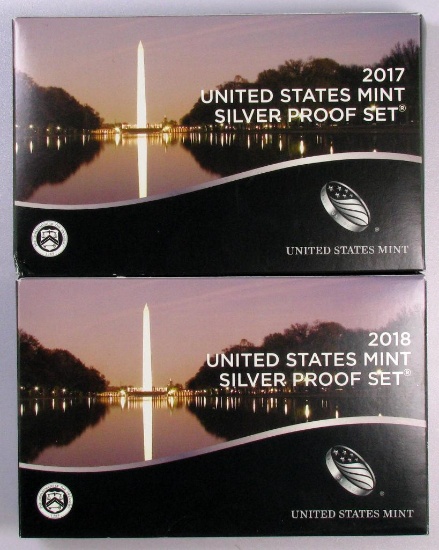 Lot of (2) U.S. Silver Proof Sets - 2017 & 2018.