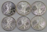 Lot of (6) American Silver Eagles