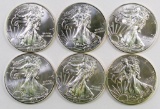Lot of (6) American Silver Eagles