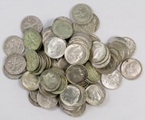 Lot of (100) 90% Silver Roosevelt Dimes.